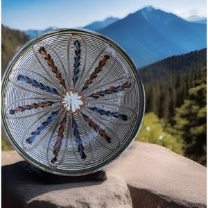 Ceramic plate decorative beautiful hand-painted design intricate Made In 08